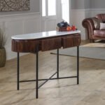 Opal Mango Wood Console Table With Marble Top And Metal Legs - Image 3