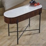 Opal Mango Wood Console Table With Marble Top And Metal Legs - Image 4