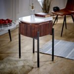 Opal Mango Wood Bedside Table With Marble Top & Metal Legs - Image 4