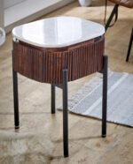 Opal Mango Wood Bedside Table With Marble Top & Metal Legs - Image 5