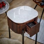 Opal Mango Wood Bedside Table With Marble Top & Metal Legs - Image 6