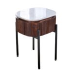Opal Mango Wood Bedside Table With Marble Top & Metal Legs - Image 2