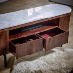 Opal Mango Wood Tv Cabinet With Marble Top & Metal Legs - Image 4