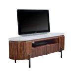 Opal Mango Wood Tv Cabinet With Marble Top & Metal Legs - Image 2