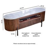 Opal Mango Wood Tv Cabinet With Marble Top & Metal Legs - Image 5