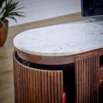 Opal Mango Wood Large Tv Stand With Marble Top & Metal Legs - Image 9