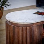 Opal Mango Wood Large Tv Stand With Marble Top & Metal Legs - Image 10