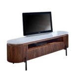 Opal Mango Wood Large Tv Stand With Marble Top & Metal Legs - Image 2
