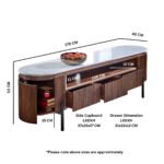Opal Mango Wood Large Tv Stand With Marble Top & Metal Legs - Image 11