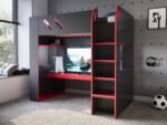 Orbit Gaming High Sleeper with Adjustable Height Desk Black & Red