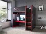 Orbit Gaming High Sleeper with Adjustable Height Desk Black & Red - Image 2