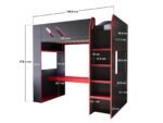 Orbit Gaming High Sleeper with Adjustable Height Desk Black & Red - Image 3
