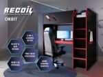 Orbit Gaming High Sleeper with Adjustable Height Desk Black & Red - Image 4