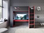 Orbit Gaming High Sleeper with Adjustable Height Desk Black & Red - Image 5