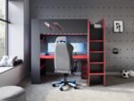 Orbit Gaming High Sleeper with Adjustable Height Desk Black & Red - Image 9