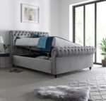 Osborne Grey Velvet Chesterfield Ottoman Bed