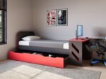 Portal Gaming Single Bed with Drawer Black & Red