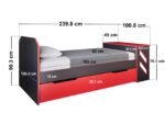 Portal Gaming Single Bed with Drawer Black & Red - Image 2