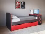 Portal Gaming Single Bed with Drawer Black & Red - Image 5