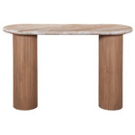 Ashford Natural Marble & Wood Pedestal Console Table - Image 2