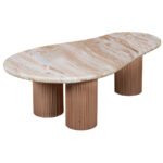 Ashford Natural Marble & Wood Pedestal Coffee Table - Image 3