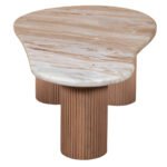 Ashford Natural Marble & Wood Pedestal Coffee Table - Image 4