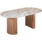 Ashford Natural Marble & Wood Pedestal 6-8 Seater Dining Table - Image 3