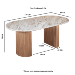 Ashford Natural Marble & Wood Pedestal 6-8 Seater Dining Table - Image 5