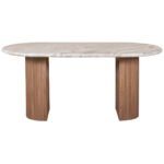 Ashford Natural Marble & Wood Pedestal 6-8 Seater Dining Table - Image 2