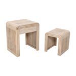 Hudson Carved Mango Wood Nest of 2 Tables with Drawer - Image 4
