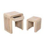 Hudson Carved Mango Wood Nest of 2 Tables with Drawer - Image 3