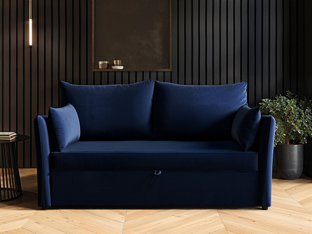 Skyler 2 Seater Sofa Bed Navy Velvet