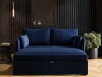 Skyler 2 Seater Sofa Bed Navy Velvet - Image 6