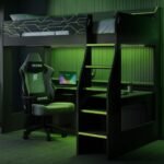 Ultimate Vivid Highsleeper with Desk Charcoal & Green