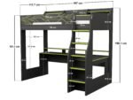 Ultimate Vivid Highsleeper with Desk Charcoal & Green - Image 7