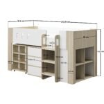 Willow Mid Sleeper Bed with Desk & Storage White & Oak - Image 2