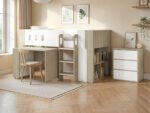 Willow Mid Sleeper Bed with Desk & Storage White & Oak - Image 3