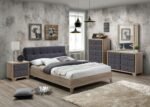 Artisan Fabric Beech Wood 2 Drawer Nightstand Grey