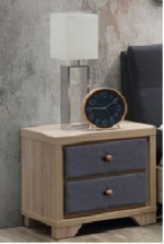 Artisan Fabric Beech Wood 2 Drawer Nightstand Grey - Image 2