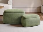 Zuri Storage Pouffe Set Green Fabric