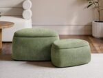 Zuri Storage Pouffe Set Green Fabric - Image 2