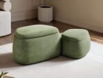 Zuri Storage Pouffe Set Green Fabric - Image 4