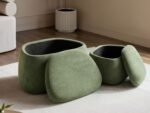 Zuri Storage Pouffe Set Green Fabric - Image 5