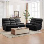 2 Seater Manual Recliner Sofa - Black