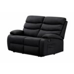 2 Seater Manual Recliner Sofa - Black - Image 2
