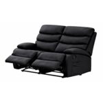2 Seater Manual Recliner Sofa - Black - Image 3