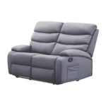 2 Seater Manual Recliner Sofa - Dark Grey - Image 3