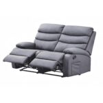 2 Seater Manual Recliner Sofa - Dark Grey - Image 4