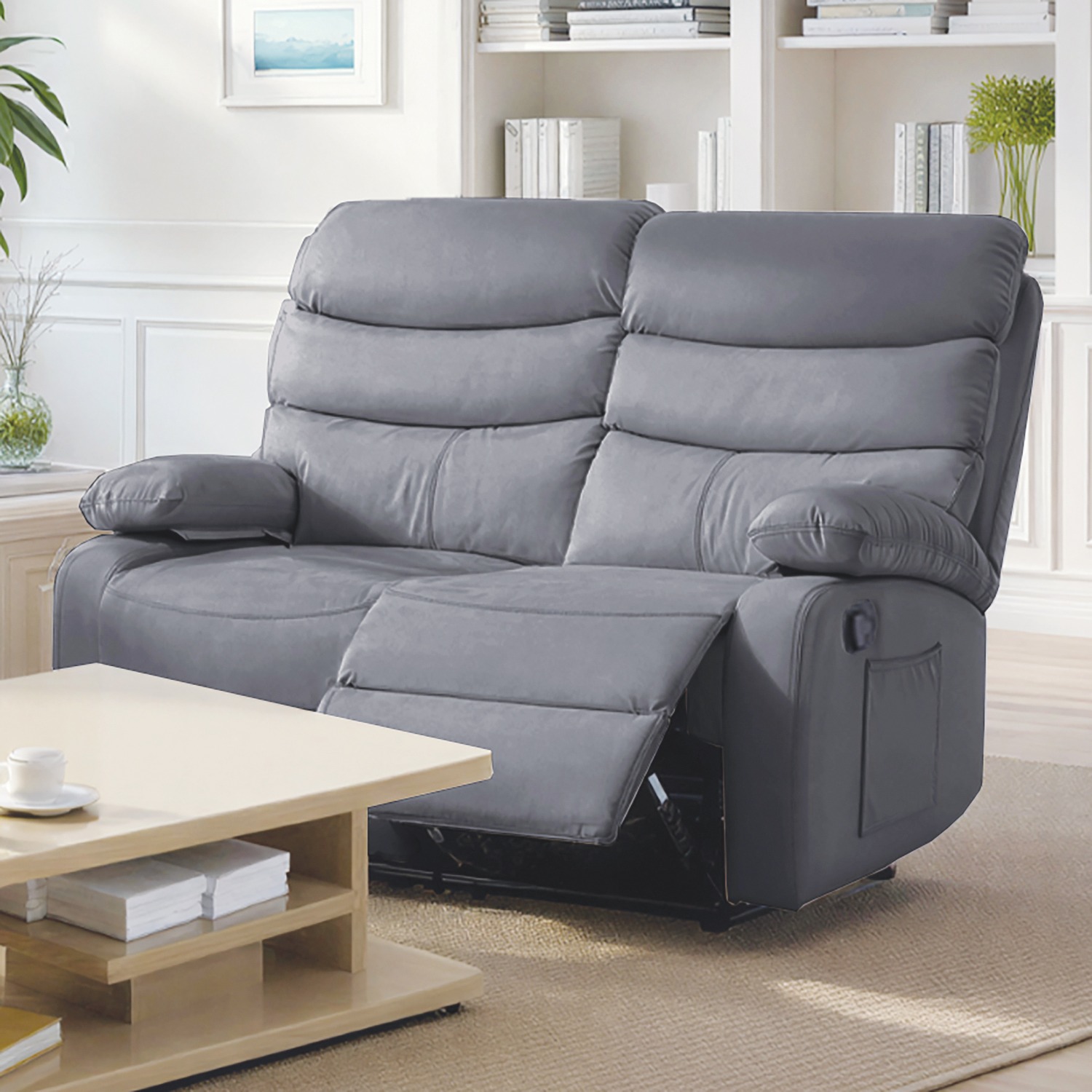2sg801806_4.jpg 2 Seater Manual Recliner Sofa - Dark Grey - Image 1