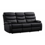 3 Seater Manual Recliner Sofa - Black - Image 2